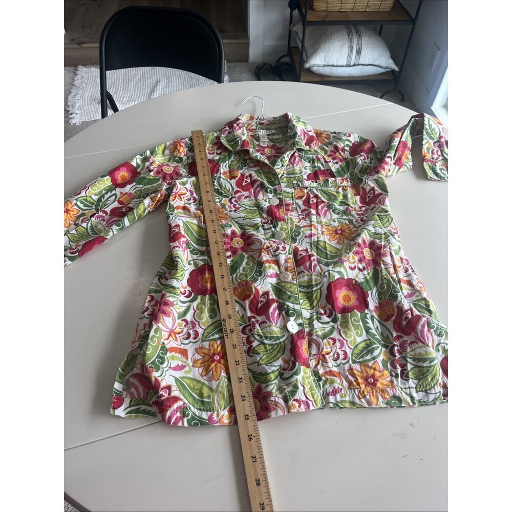 Pottery Barn Women Sz S Pajama Button Up TOP ONLY Floral Gardener 100% Cotton - Picture 8 of 10